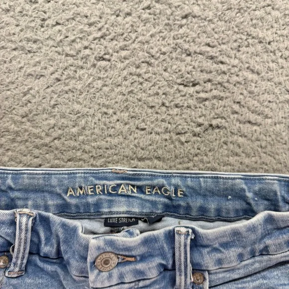 American Eagle Outfitters Luxe Jeans Womens 10 Blue Denim Flared Faded Stretch - Picture 3 of 13